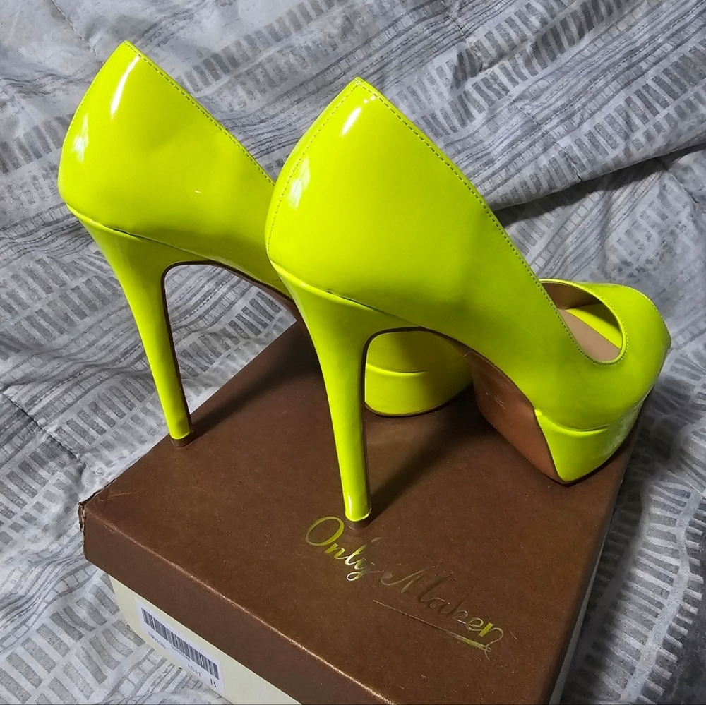 Peep toe platform stilletos flourecent yellow